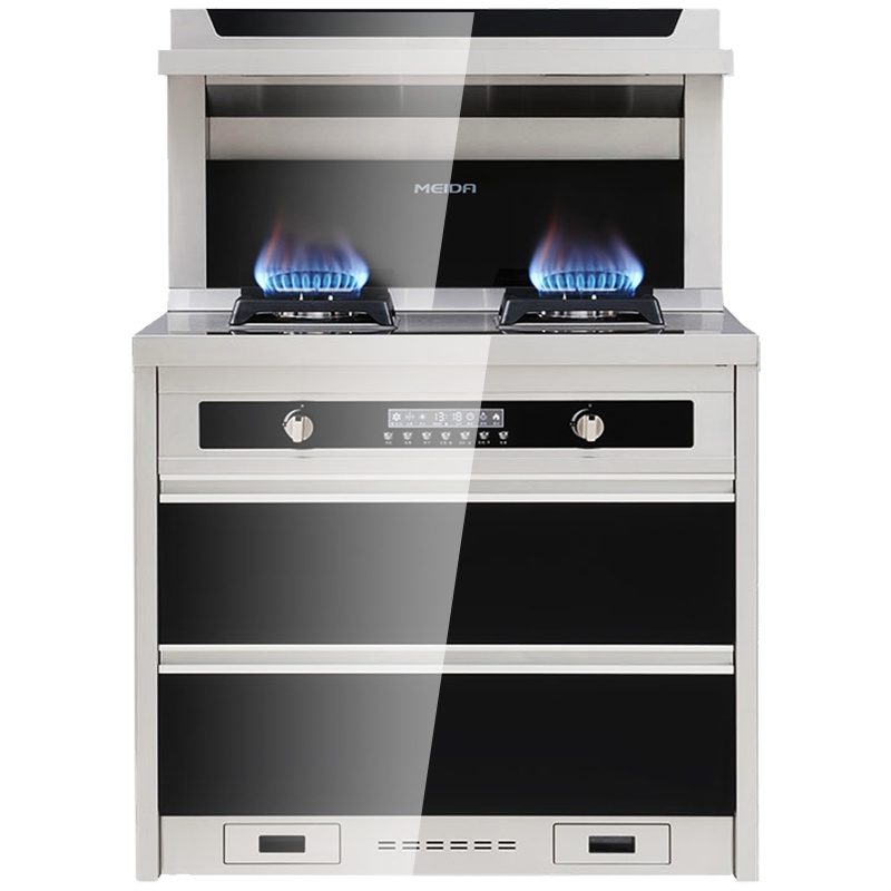 美大(MEIDA) F2/6689E (不锈钢台面) 集成灶消毒柜 抽油烟机燃气灶具套装 厨房家用侧吸下排式烟灶消一体灶