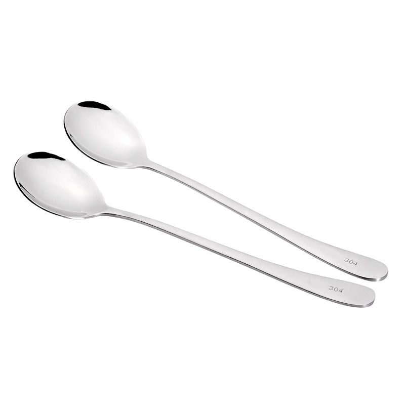 [品牌优选]家用304不锈钢勺子吃饭长柄搅拌勺韩式调羹汤匙饭勺2只装吉祥鹤 磨砂款2支装(4支同款送1支同款)