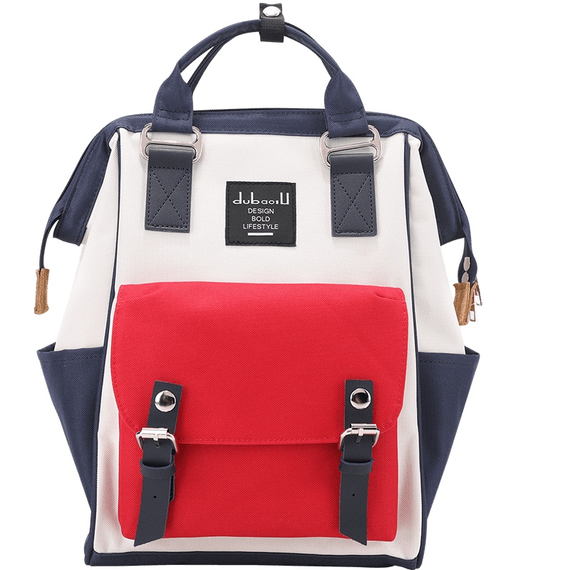 都宝路(dubaolu)新款时尚多功能红白蓝妈咪包大容量双肩包女包