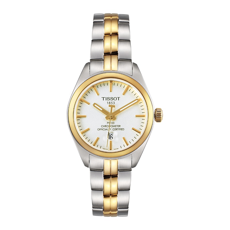 [低至5折]天梭(TISSOT)瑞士手表 PR100系列钢带简约华丽优雅女士石英表 T101.251.22.031.00