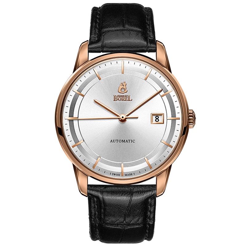 【新品】瑞士依波路ERNEST BOREL雅丽系列简约玫瑰金日历皮带自动机械男士手表送礼必备
