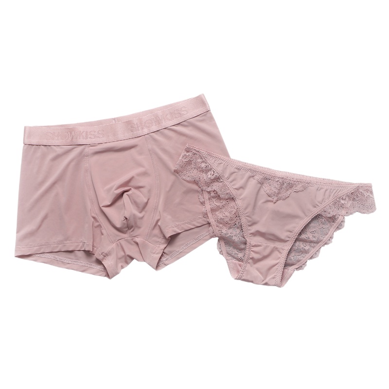 2条装 情侣内裤 冰丝男女性感火辣可爱创意情趣内衣蕾丝套装串得起