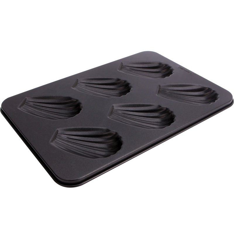 学厨 CHEFMADE 烘焙模具蛋糕模具 厨房工具 6连杯玛德琳贝壳蛋糕不粘烤盘烤箱用具 黑色 WK9028