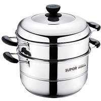 苏泊尔（SUPOR）蒸锅易存储304不锈钢双层复底30cm大蒸锅燃气电磁炉适用蒸鱼锅汤锅蒸笼SZ30B1