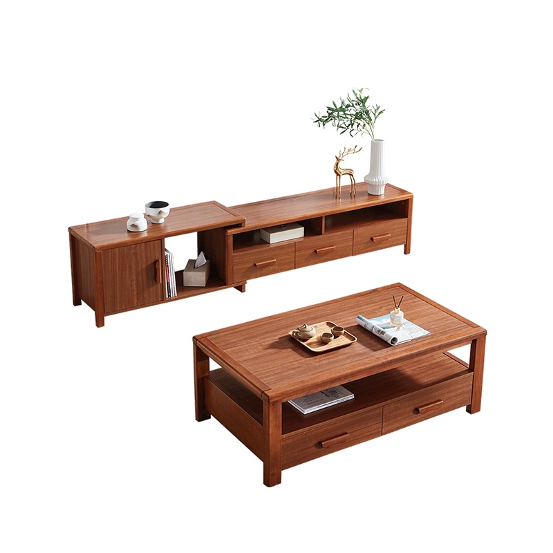 林氏木业新中式茶几电视柜组合客厅家用简约实木框架茶几桌子IE1L