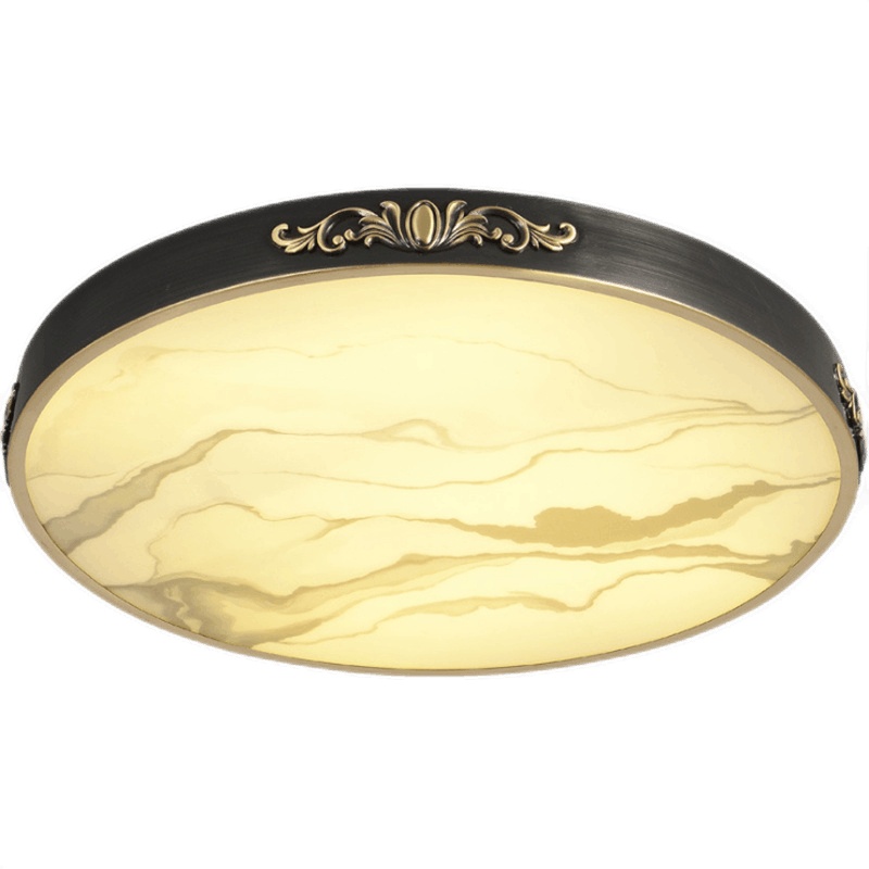 夕牧 2021新款现代新中式全铜LED吸顶灯个性简约圆形卧室灯中国风禅意书房间过道阳台灯新中式灯具