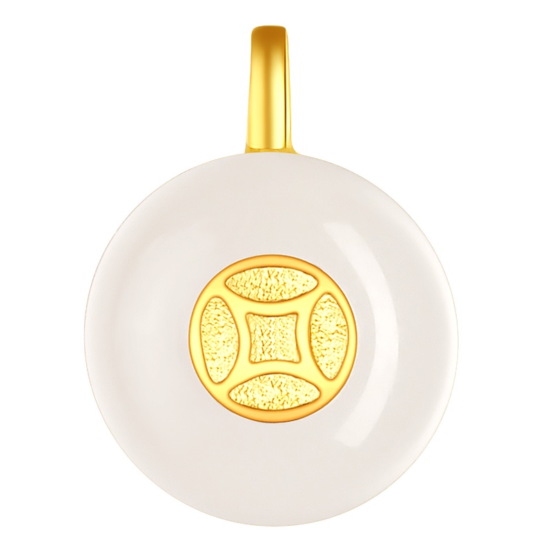 金一国囍18K金福运滚滚女士款和田玉吊坠赠银链(定价) KJDZ134