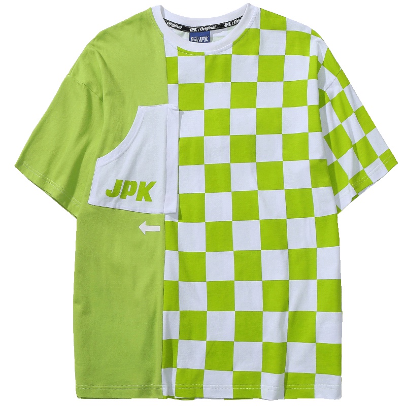TT同款 JPK原创潮牌男装果绿荧光绿圆领短袖T恤女国潮ins街头嘻哈