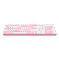微星(MSI)GK50Z PIXEL 粉嘟嘟 机械键盘 红轴 RGB光效 白色背光 有线 游戏电竞办公键盘