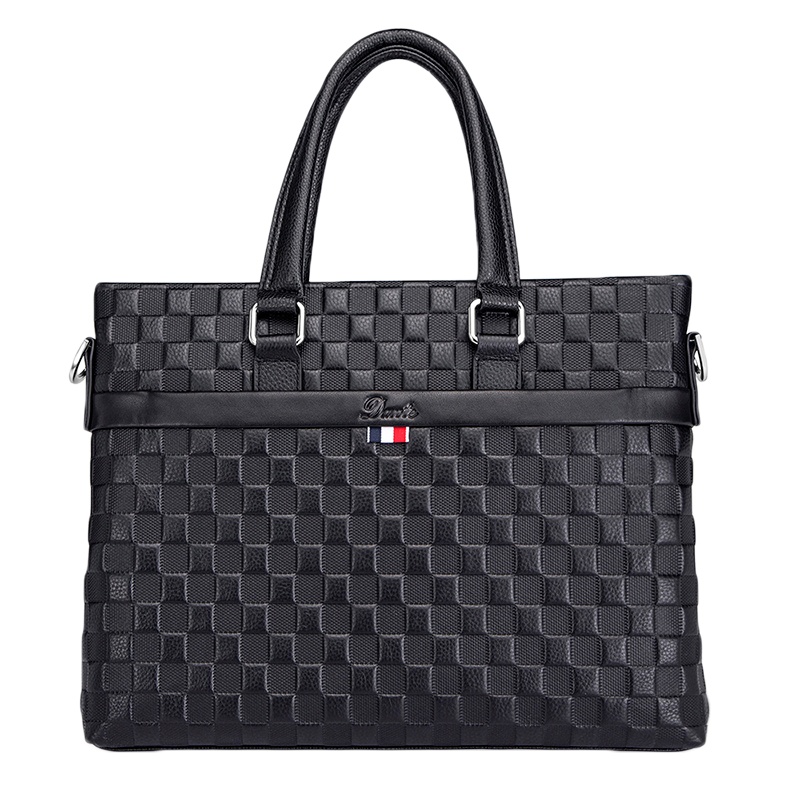 Dante 新款男士手提包 男头层牛皮软时尚横款方形男包手拎包斜挎包单肩包潮流编织休闲商务公文包男包