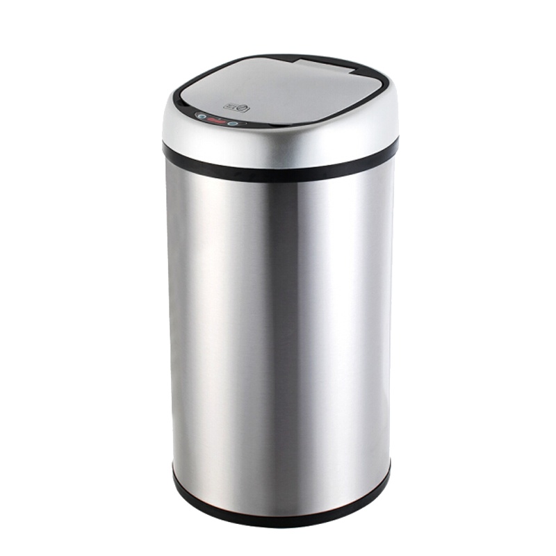 得力9559 垃圾桶家用办公不锈钢电子感应免脚踏全自动翻盖垃圾桶客厅厨房用 智能感应12L