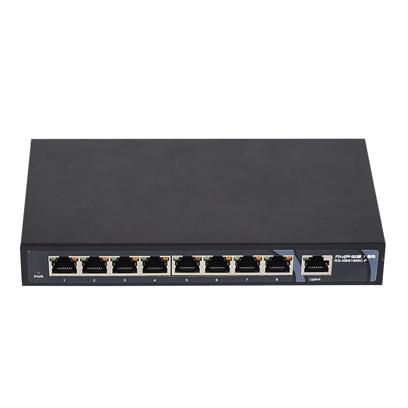 睿易 非网管监控交换机铁壳机架式企业级办公监控 交换机RG-NBS1809C-P 8口百兆+1口千兆