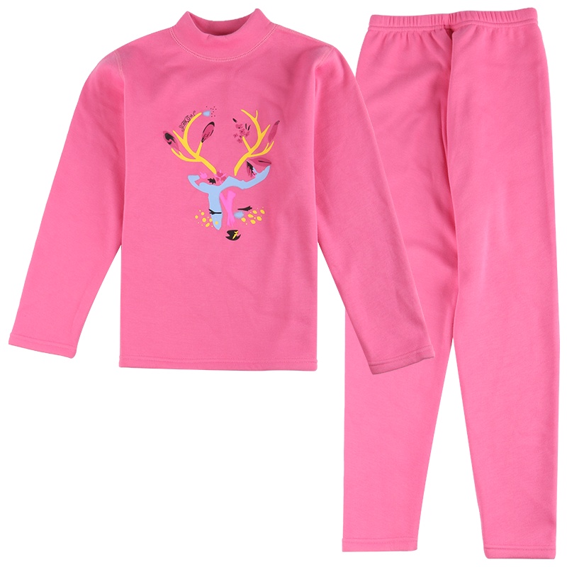 红豆（HODO）低圆领女童保暖内衣女童内衣系列套装