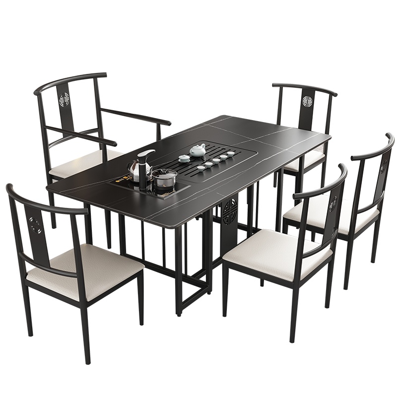 爱家生活岩板茶桌椅组合办公室家用茶台简约新中式客厅功夫餐桌茶几