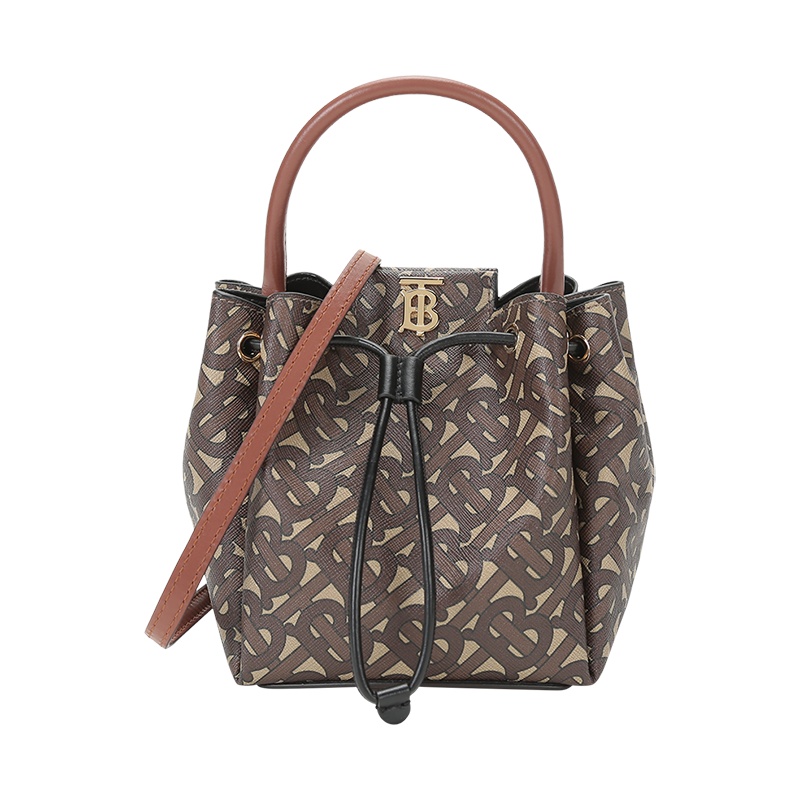 博柏利 BURBERRY 女款 环保帆布手提单肩斜挎包抽绳包水桶包80316541