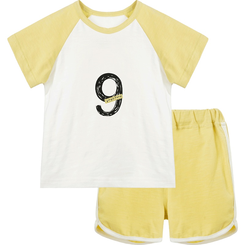 婴姿坊童装夏季男童套装 圆领短袖T恤短裤两件套