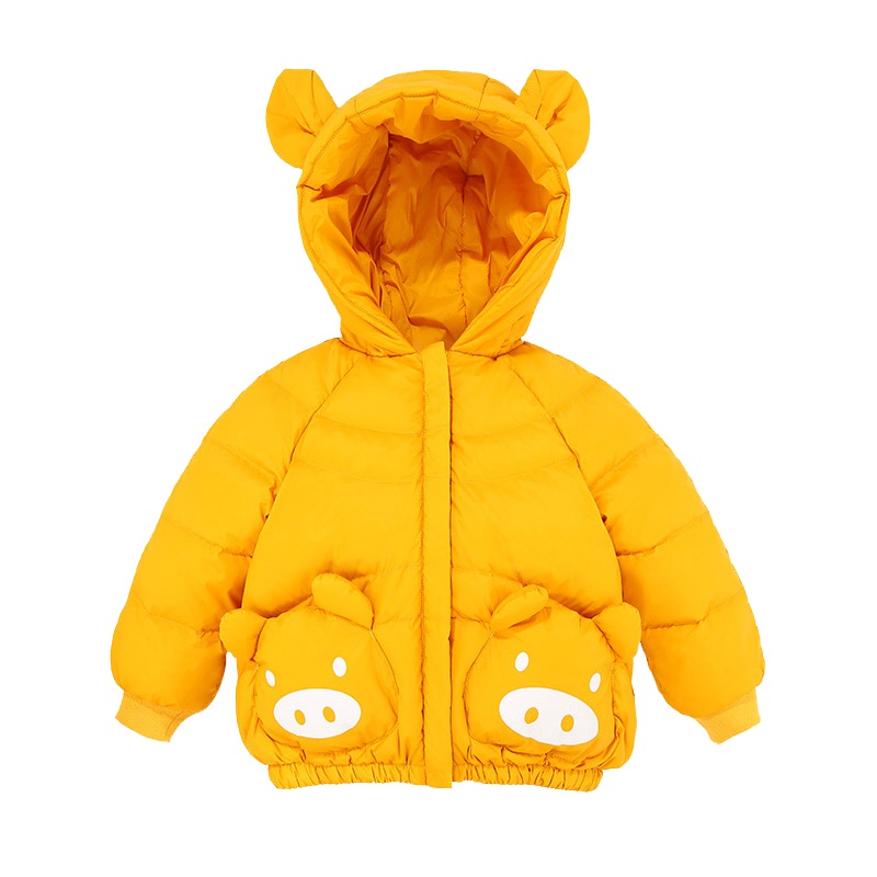 高梵童装2019新款反季正品萌趣小猪连帽儿童羽绒服男童女童