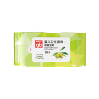 gb好孩子婴儿卫生湿巾橄榄滋养10片(MINI)X10包 便携迷你装