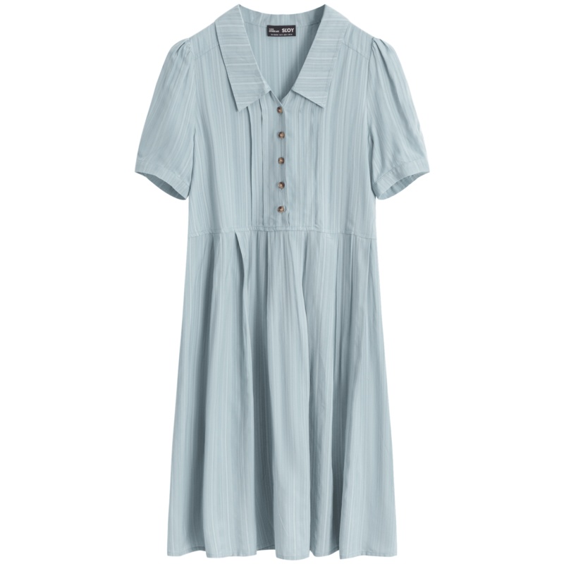 OtherMix法式甜美连衣裙2021年夏季翻领高腰短袖衬衫初恋裙子女潮