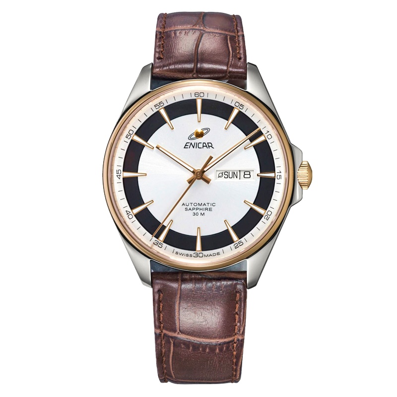 英纳格(ENICAR)蓝牌系列时尚简约休闲商务皮带自动机械男士手表168/50/355GKBZ
