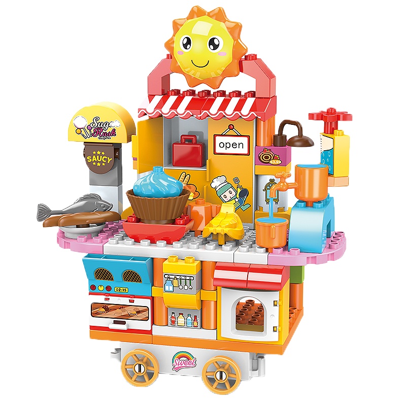 费乐(FEELO)86颗粒糖果车 大颗粒积木 拼装玩具男孩女孩益智早教玩具拼装模型兼容乐高拼插过家家趣味