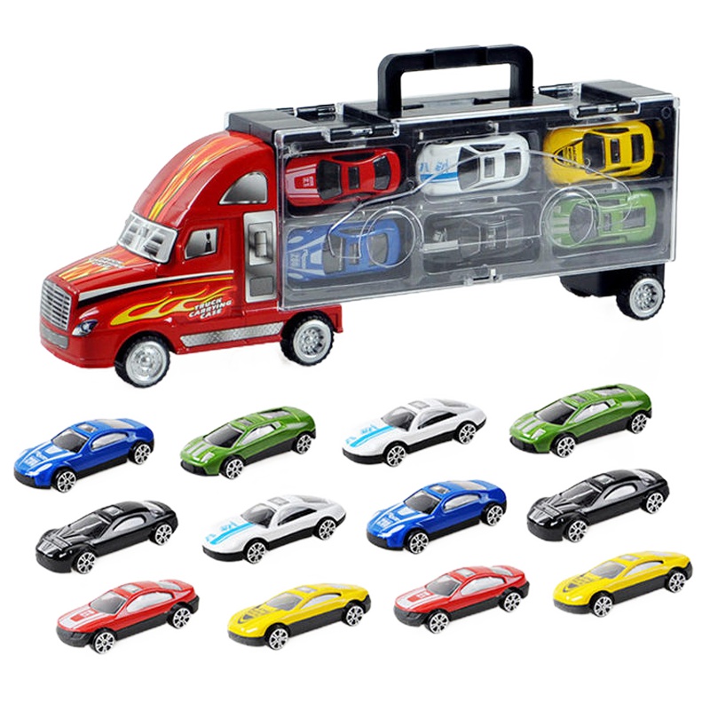 儿童早教益智手提货柜车玩具送12小车