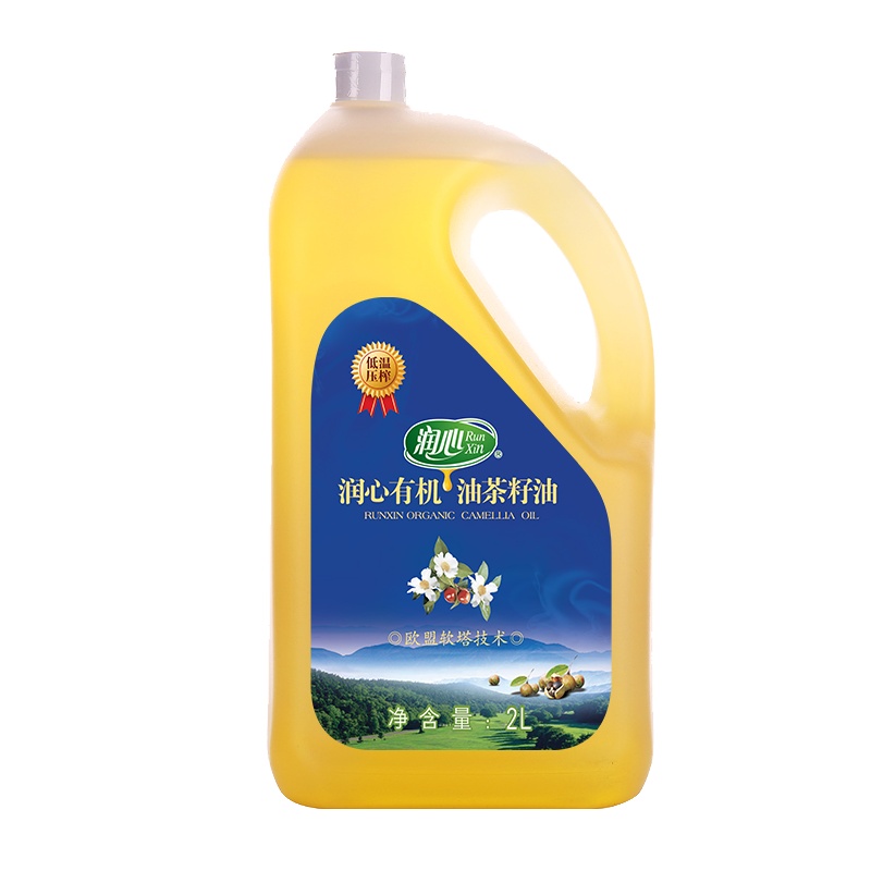 润心有机山茶油2L装月子食用油儿童茶籽油 欧盟技术低温物理冷榨 有机粮油