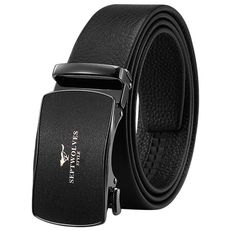 七匹狼(SEPTWOLVES)男士皮带 时尚商务牛皮中青年腰带自动扣休闲裤带 精美礼盒送礼自用送父亲送男友生日礼物
