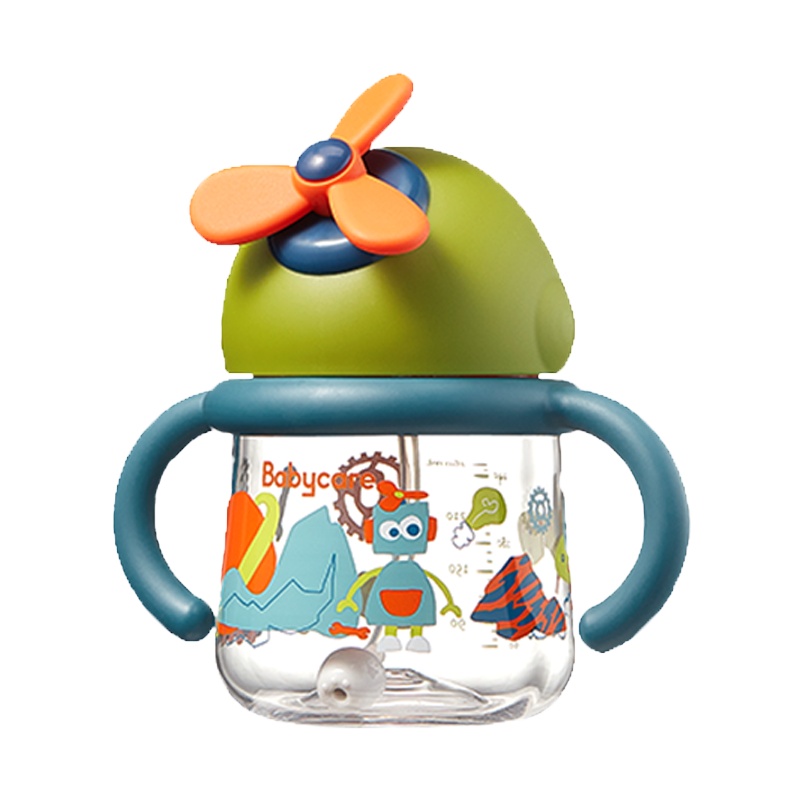 babycare婴儿学饮杯宝宝水杯儿童喝水杯喝奶幼儿园风车吸管杯耐摔莫丘利星球260ml