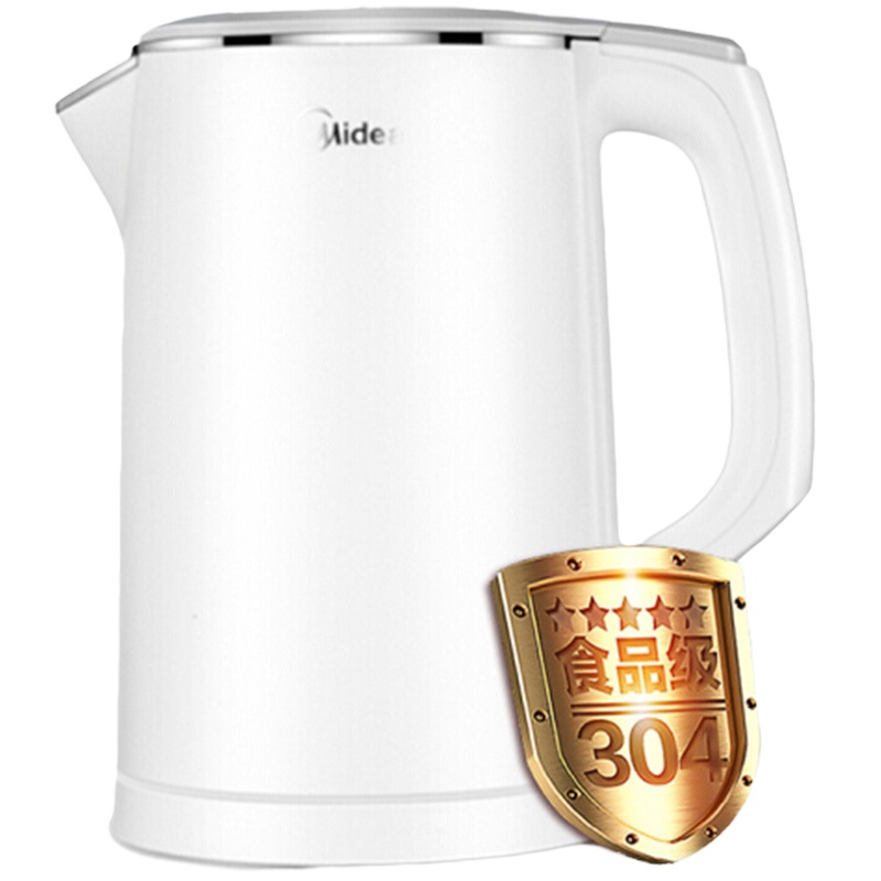 美的(Midea)电水壶MK-HJ1522 304不锈钢家用烧水壶 1.5L小容量电热水壶双层防烫一体无缝内胆