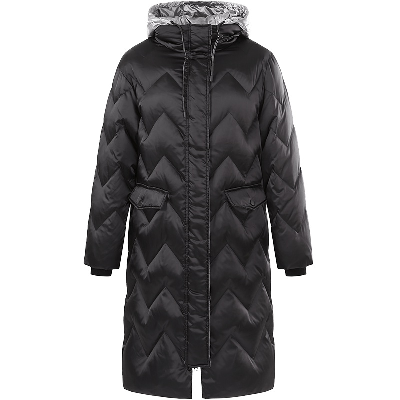 艾莱依O2O羽绒服女中长款2018新款加厚连帽外套2