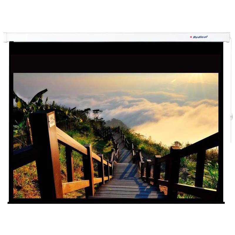 红叶HONG Ye)84英寸16:9电动幕布 玻珠材质 高清投影幕布投影仪幕布 投影幕 投影机幕布 幕布 投影议配件