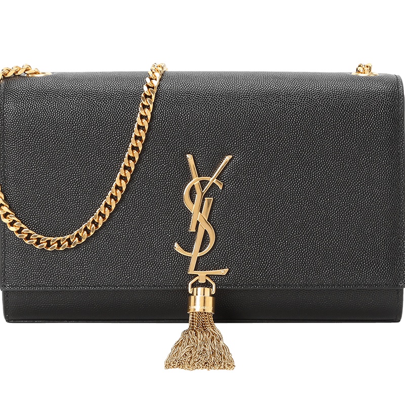 圣罗兰 YSL KATE 链条包中号 流苏款字母LOGO鱼子酱纹 女士单肩包 354119金链