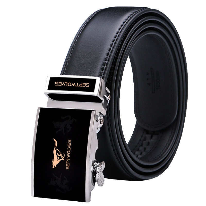 七匹狼(SEPTWOLVES) 皮带男士牛皮休闲腰带 自动扣