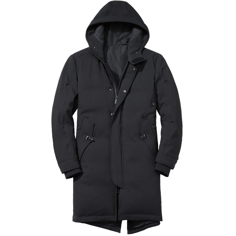 千纸鹤羽绒服男士冬季中长款时尚连帽外套 青年休闲纯色上衣3631