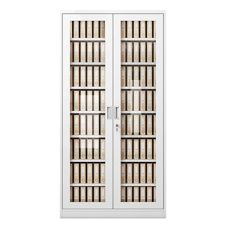 永格财务室文件柜办公资料柜子铁皮档案柜带锁玻璃柜通玻凭证柜（八层）