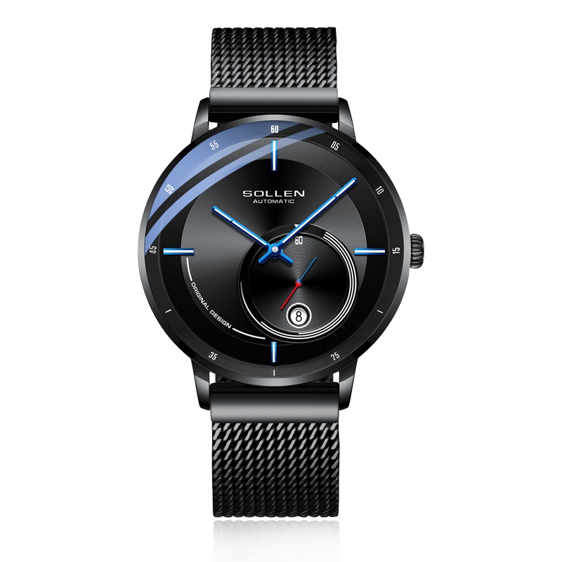 梭伦(SOLLEN)手表男自动机械表时尚潮流商务防水超薄镂空新款流行学生男表腕表SL309
