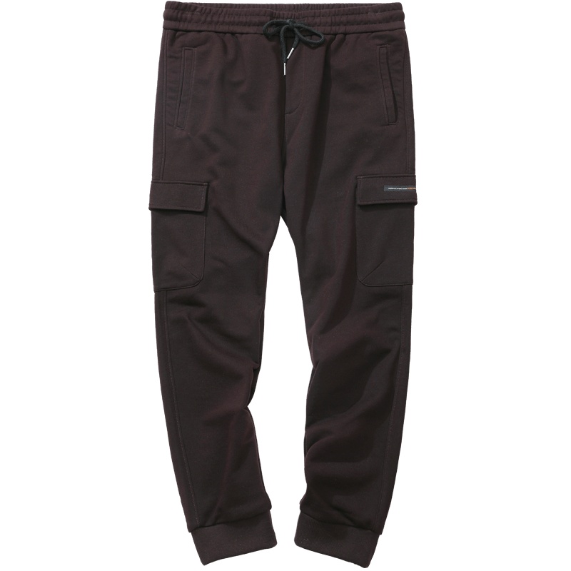 千纸鹤男士2019秋季青年潮流松紧腰黑色休闲束脚运动裤90301