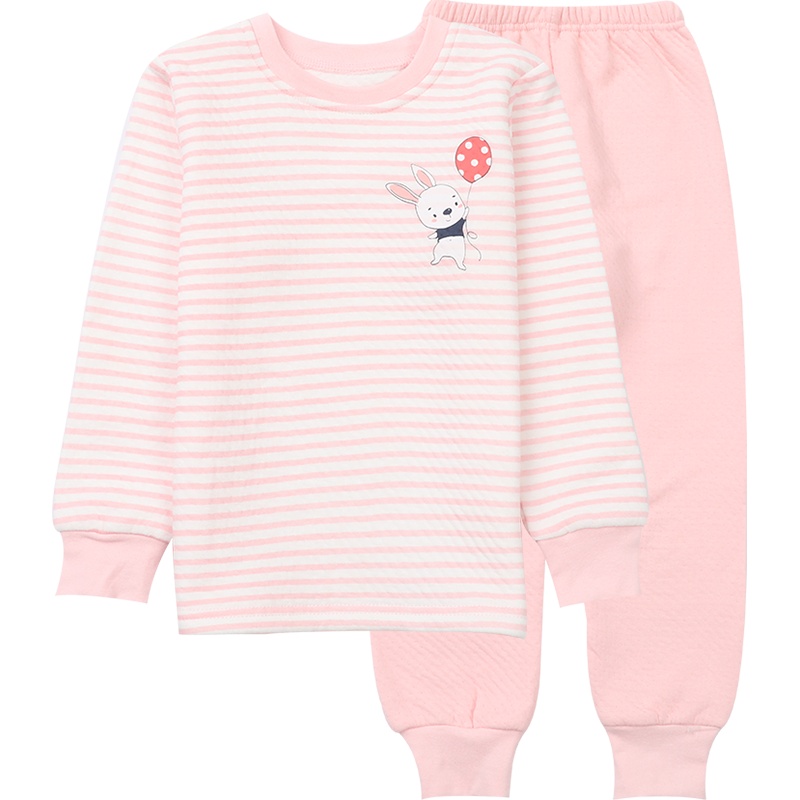 小红豆儿童加厚保暖内衣套装女童套装秋衣秋裤套装三层夹棉空气层循环锁温秋衣秋裤套装