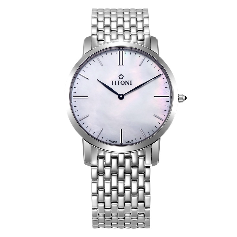 TITONI梅花纤薄系列男士石英表TQ52918S-587