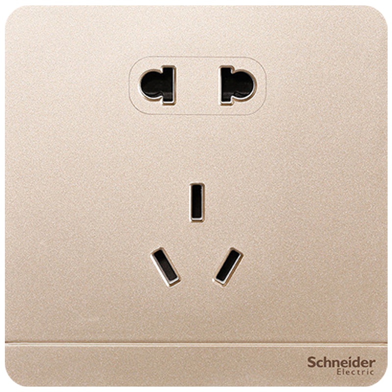 施耐德电气（Schneider Electric）绎尚薄暮金 五孔插座墙壁电源开关 电源插座86型 10只装