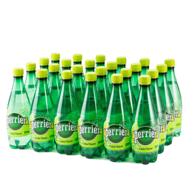 法国原装进口气泡矿泉水巴黎水500ml青柠味含气天然矿泉水500ml*24瓶 (塑料瓶)