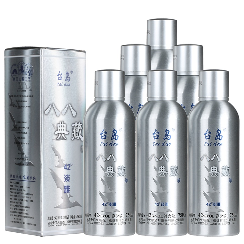 台岛台湾高粱酒42度750ml*6瓶金门浓香型粮食白酒整箱八八典藏铝罐