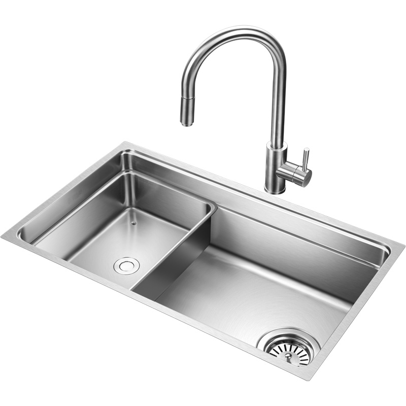 欧琳复式单槽套装OLWGV9102 304不锈钢洗菜池洗碗盆 含抽拉龙头