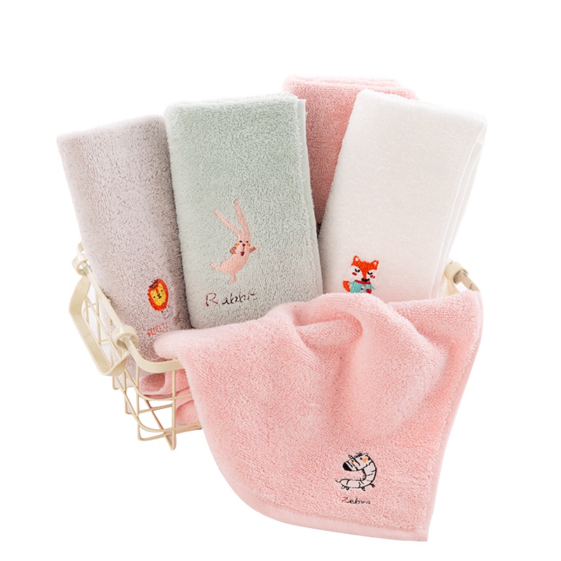 2条装A类金号纯棉小毛巾中巾家用卡通儿童巾洗脸面巾宝宝柔软全棉