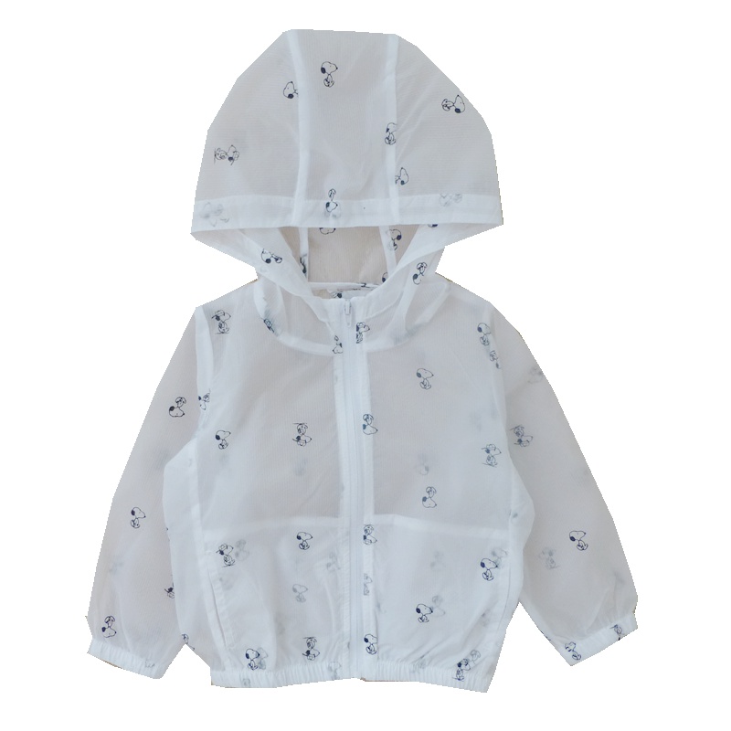 (SNOOPY)史努比童装正品2-12岁儿童通用防晒衣轻薄透气男童白色印花防晒服夏季女童皮肤卫衣空调服90-140cm