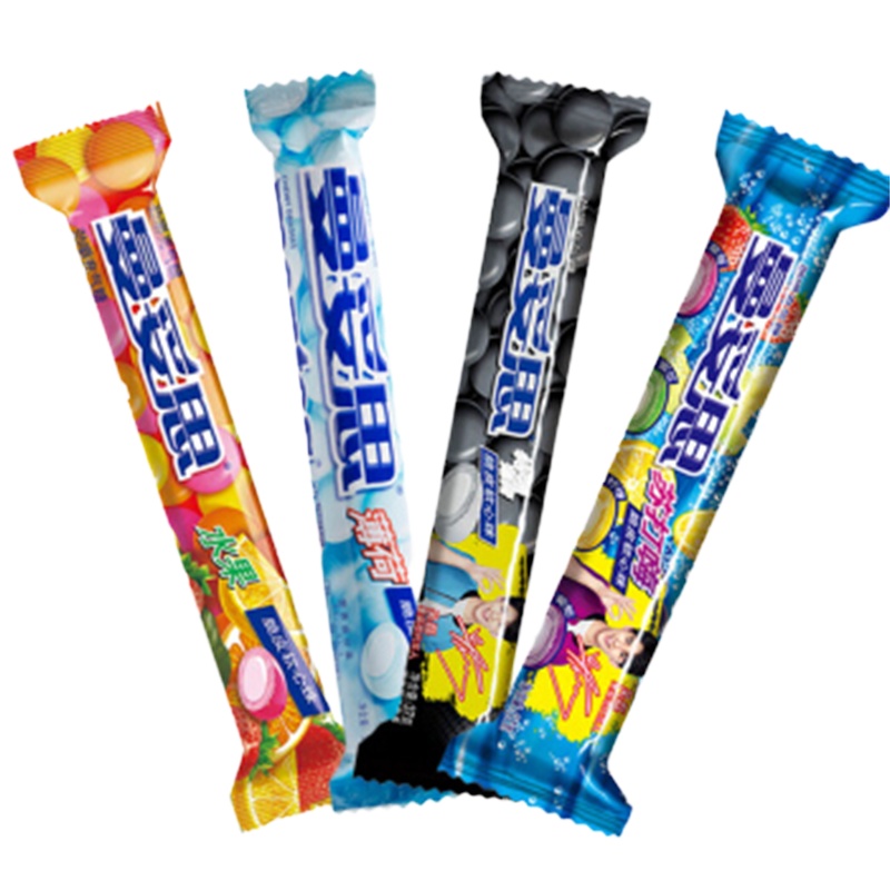 曼妥思劲嚼充气糖脆皮软心珠37g*5 多规格随机口味薄荷糖条糖