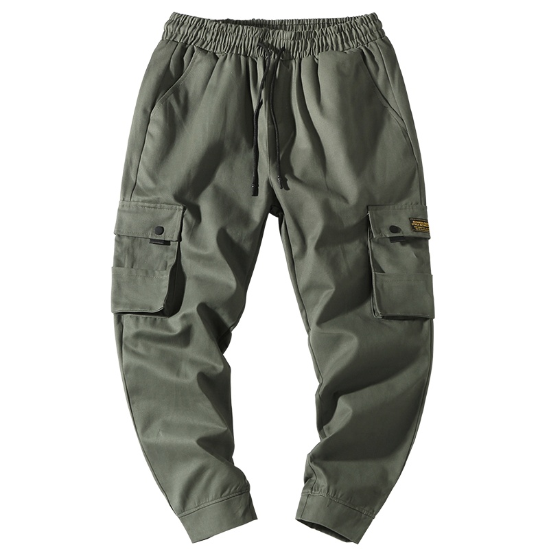 日系男装2020夏新品工装裤男束脚9分裤宽松休闲裤子