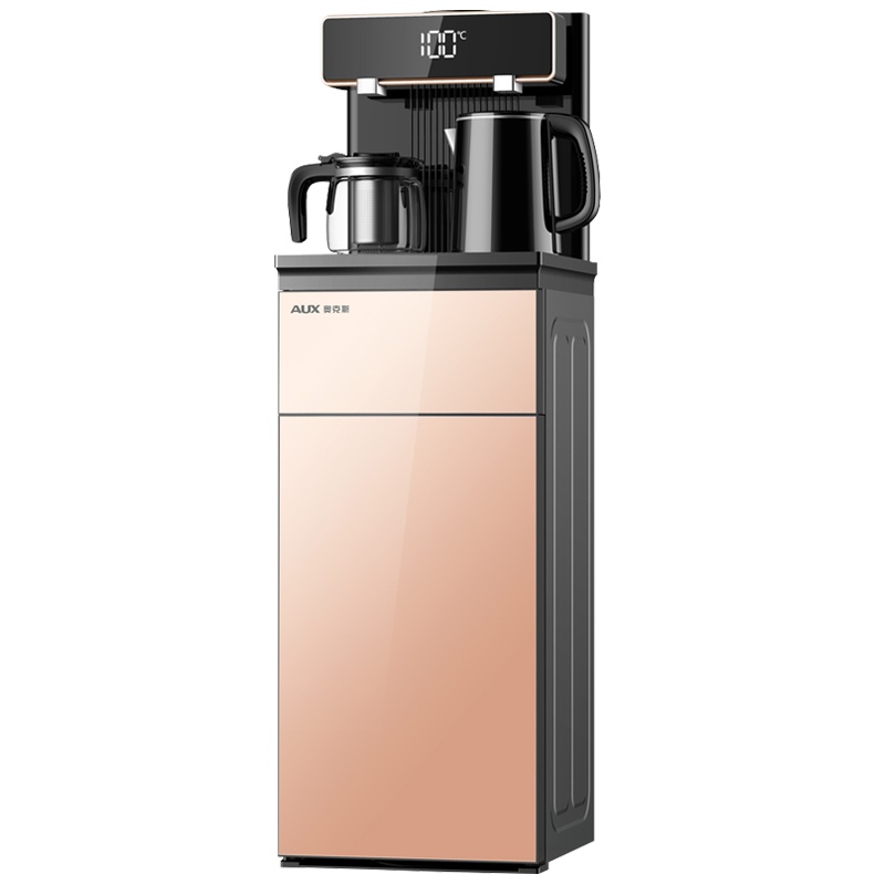 奥克斯(AUX)立式智能饮水机家用下置水桶多功能全自动桶装水茶吧机 温热款黑色-双出水口+显屏+遥控+免安装折叠靠背