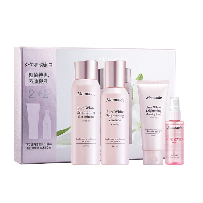 梦妆(Mamonde) 花萃透亮基础套装(洁水乳+蔷薇水50ml)提亮肤色 补水保湿